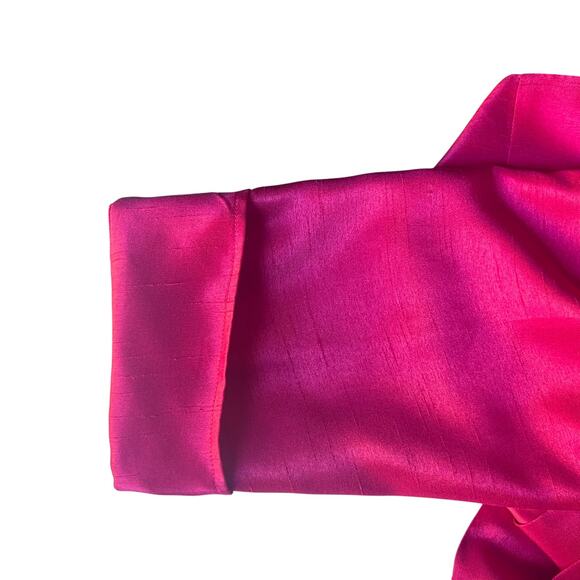 Chico's Open Front 3/4 Sleeve Jacket Fuchsia Pink Shantung Size 2 (US 12-14) - Picture 6 of 9